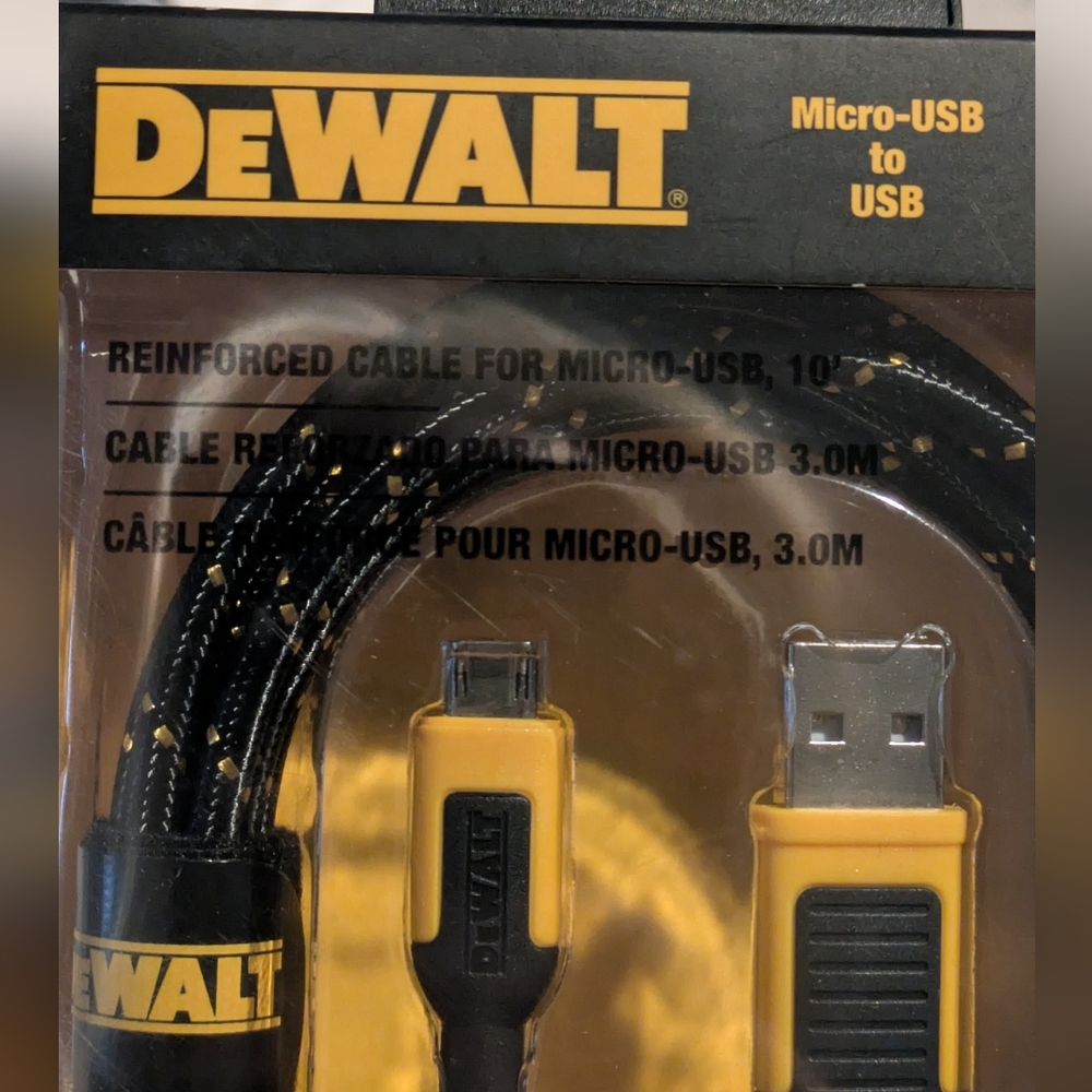 DeWalt 10ft Micro-USB to USB Cable - Black and Yellow - Picture 2 of 4